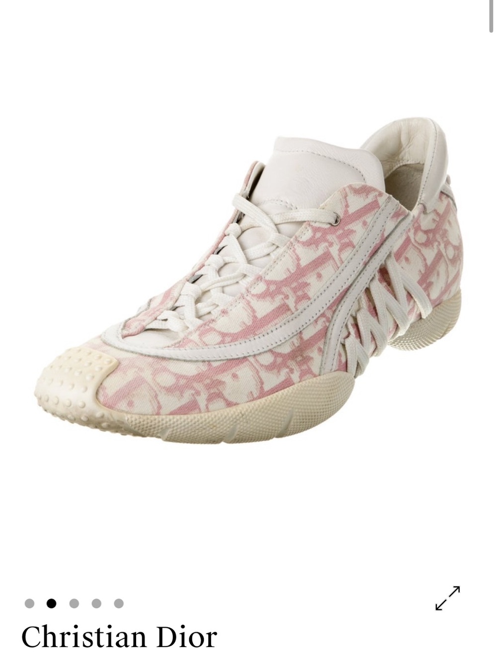 Dior Pink and White Low-Top Logo Sneaker - Picture 2 of 6